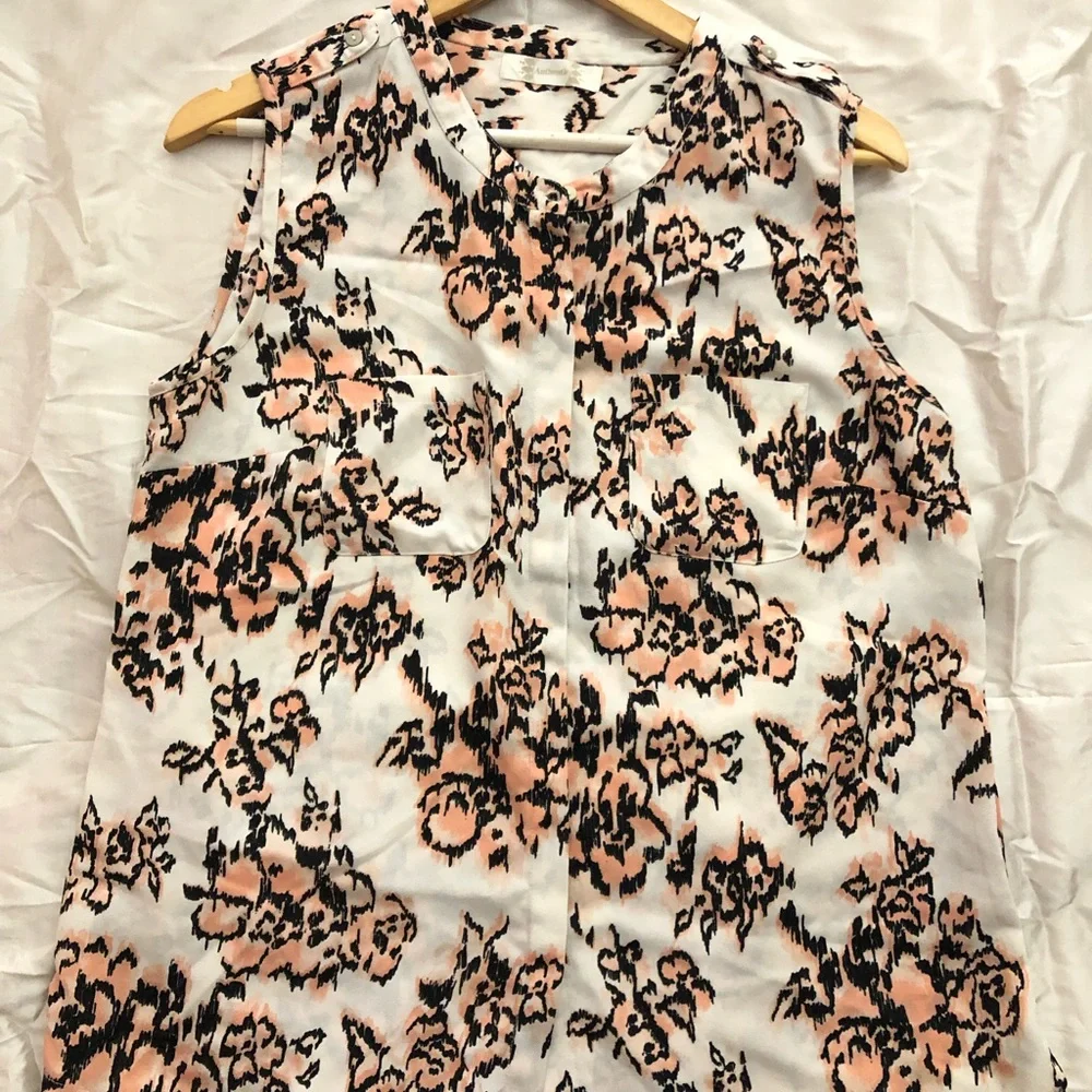 British Home Stores (BHS) Sleeveless Ivory Print Top - Picture 1 of 6
